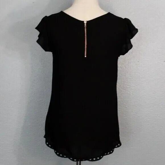 Xhiliration Blouse with Cut out Details Short Flutter Sleeves Size XS - Picture 6 of 8